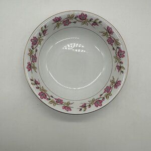 EUC Vintage Valmont China Briar Rose Round Vegetable Bowl Pink Flowers Japan